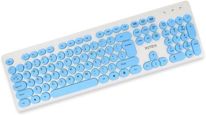 Intex Classy Wired USB Keyboard IT-KB335 White&Blue Wired USB Standard Multi-device Keyboard Compatible with Desktop, Laptop, Mac