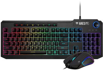 GAMDIAS Ares P2-Lite 2 in 1 Combo Wired USB Standard Multi-device Keyboard Compatible with Desktop, Laptop, Mac