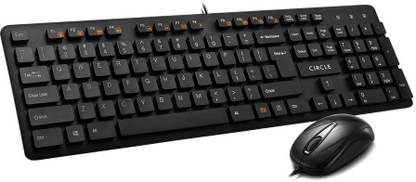 CIRCLE CT Slim Multimedia C43 Keyboard & Mouse with 12 Multimedia hotkeys Combo Wired USB Standard Multi-device Keyboard Compatible with Desktop, Laptop, Mac