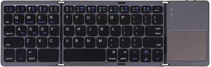 BITECHKART Keyboard with Touchpad & Rechargeable Battery Foldable Mini Wireless Bluetooth Handheld Multi-device Keyboard Compatible with Desktop, Laptop, Mac RGB