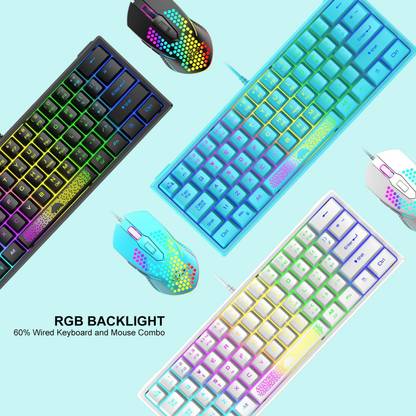 Lyla RGB Backlit 62 Key Game Keyboard 60% Layout Wired for Business blue Wired USB Standard Multi-device Keyboard Compatible with Desktop, Laptop, Mac