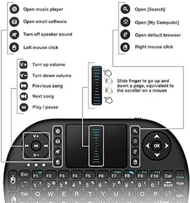 GUGGU BGF_879A_hard Keyboard with Backlight Touchpad Mouse, Mini Wireless Keyboard Wired USB Thumb-size Multi-device Keyboard Compatible with Desktop, Laptop, Mac
