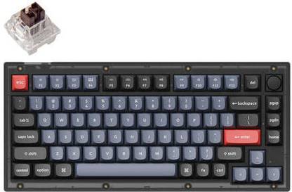 Keychron V1 QMK Programmable Custom Mechanical Keyboard Knob 75% Layout Hot-swappable Wired USB Tenkeyless Multi-device Keyboard Compatible with Desktop, Laptop, Mac