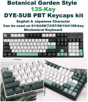 Lyla 135-Key PBT Garden Theme Keycaps for Cherry 61 64 68 72 98 keys English Wired USB Standard Multi-device Keyboard Compatible with Desktop, Laptop, Mac