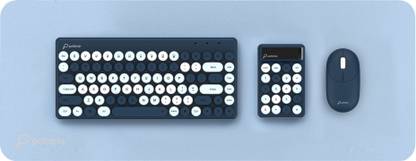 pebble Digit001 Wireless Keyboard & Mouse, 2.4Ghz Wireless, 104 Keys Full-Sized Bluetooth, Wireless Standard Multi-device Keyboard Compatible with Desktop, Laptop, Mac