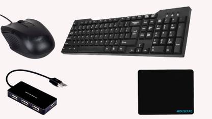 RSG 4IN1 COMBO Wired USB Standard Multi-device Keyboard Compatible with Desktop, Laptop, Mac