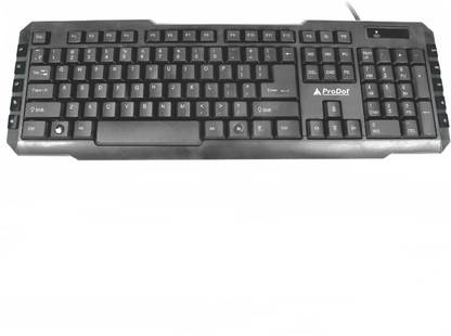 PRODOT QWERTY Keyboard with Low Profile Keys for Windows, Mac, PC, Laptop (KB-107m) Wired USB Standard Multi-device Keyboard Compatible with Desktop, Laptop, Mac stand support,multimedia_keys,KB-107m