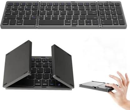 TECPHILE Foldable Bluetooth Travel Keyboard with Numeric Keypad Full Size Keyboard Bluetooth Handheld Multi-device Keyboard Compatible with Desktop, Laptop, Tablet, iPad, Mac multimedia_keys,B089