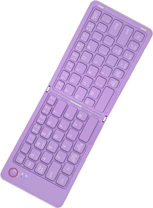 ELECTRO WOLF Mini Portable Rechargeable Wireless Bluetooth Foldable Keyboard |Mobile Holder| Bluetooth Handheld Multi-device Keyboard Compatible with Desktop, Laptop, Tablet