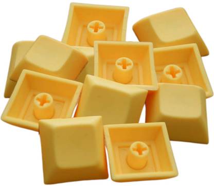 Lyla 12Pcs PBT DSA Keycaps Blank for MX Switches Mechanical Keyboard Yellow Wired USB Standard Multi-device Keyboard Compatible with Desktop, Laptop, Mac