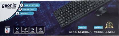GEONIX GXBK-01 Wired USB Standard Multi-device Keyboard Compatible with Desktop, Laptop, Mac