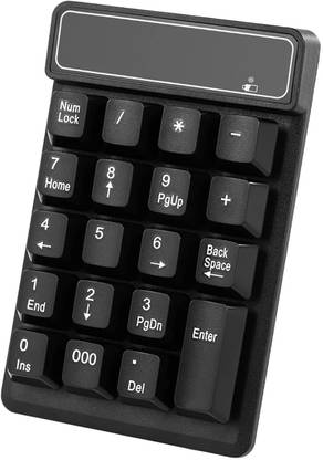 VOOCME 2.4Ghz Wireless Numeric Keypad Mechanical Feel Number Pad Keyboa 19 Keys Wireless Laptop-size Multi-device Keyboard Compatible with Desktop, Laptop, Mac