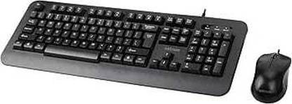 ASTRUM Wired Keyboard + Mouse Combo Set in Black Color Wired USB Standard Multi-device Keyboard Compatible with Desktop, Laptop, Mac