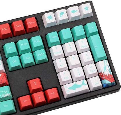 Lyla 110-Key Coral Sea DYE-SUB PBT Keycaps DIY for Cherry MX Keyboards Japanese Wired USB Standard Multi-device Keyboard Compatible with Desktop, Laptop, Mac