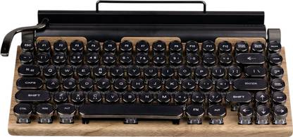 Ritzy Gadgets Retro Punk Keyboard Typewriter BT Mechanical Wireless Keyboard with Punk Keycaps Bluetooth Standard Multi-device Keyboard Compatible with Desktop, Laptop, Tablet, iPad, Mac