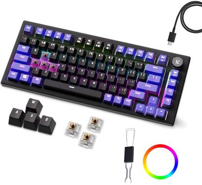 Kreo Hive RGB Gaming Mechanical Keyboard, RGB Keyboards, Braided Cable, led keyboard Wired USB Tenkeyless Gaming Keyboard Compatible with Desktop, Laptop, Mac stand support,Hive RGB Gaming Mechanical Keyboard, RGB Keyboards, Braided Cable, led keyboard