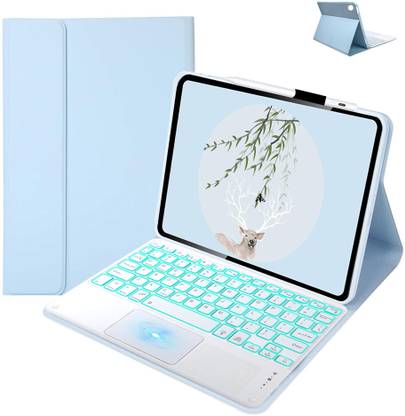 TECPHILE LX106T Keyboard Case Cover for Lenovo Tab M10 Plus 10.61” with Smart Touchpad Bluetooth Standard Tablet Keyboard Compatible with Desktop, Laptop, Mac multimedia_keys,LX106T