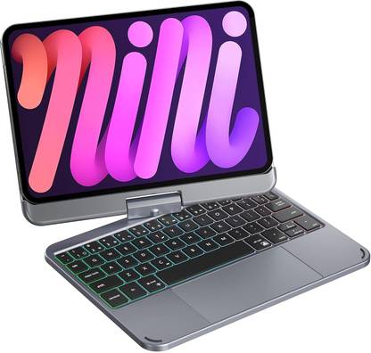 microware 8.3 Inch Multifunction BT Magic Keyboard Case For Ipad Mini 6 A2567 A2568 A2569 Bluetooth Handheld Tablet Keyboard Compatible with Desktop, Laptop, Mac