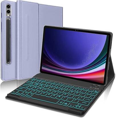 Proelite Galaxy Tab S9 Plus/ S8 Plus/ S7 Plus/S9 FE+/S7 FE 12.4" with 7-Colors Backlit Bluetooth Standard Tablet Keyboard Compatible with Desktop, Laptop, Mac Easy to Use,Plug and Play,Quick, Comfy Durable body