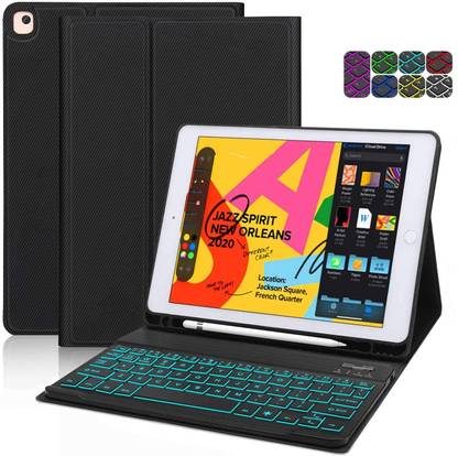 microware iPad 10.2/10.5 inch, Backlit keyboard case iPad 9th 8th 7th Gen (2021/20/19) Bluetooth Handheld Tablet Keyboard Compatible with Desktop, Laptop, Mac microware iPad 10.2/10.5 inch, Backlit keyboard case iPad 9th 8th 7th Gen (2021/20/19) Bluetooth Tablet Keyboard (black)