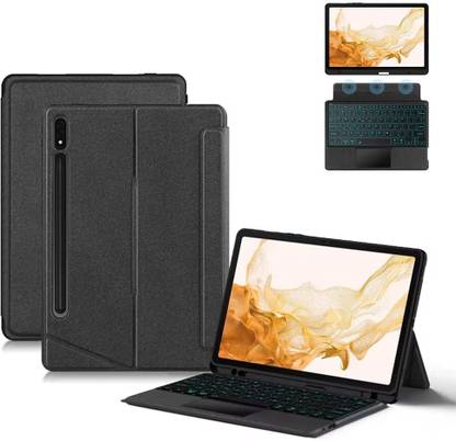 TECPHILE X700 Keyboard Case Cover for Samsung Galaxy Tab S9 FE 10.9 inch/ S9 11" Touchpad Bluetooth Handheld Tablet Keyboard Compatible with Desktop, Laptop, Mac multimedia_keys