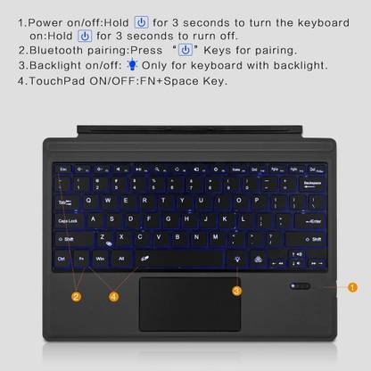 TECPHILE 1089D Keyboard for Surface Pro 7/ Pro 6/ Pro 5/ Pro 4/ Pro 3 Bluetooth Handheld Tablet Keyboard Compatible with Desktop, Laptop, Mac multimedia_keys,1089D-B