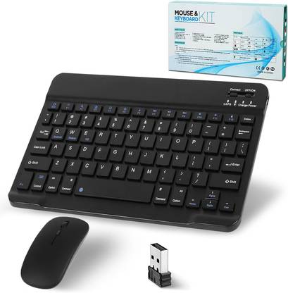 FKU Wireless Keyboard & Mouse For Android Windows PC Wireless Standard Tablet Keyboard Compatible with Desktop, Laptop, Mac Wireless Keyboard & Mouse For Android Windows PC Tablet