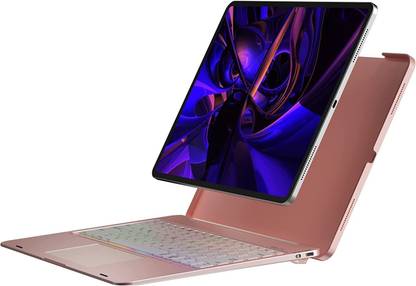 Doqo 12.9 inch Apple ipad Pro keyboard, Pink, with Backlight, Bluetooth Standard Tablet Keyboard Compatible with Desktop, Laptop, Mac