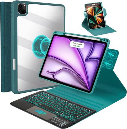 TECPHILE HD209T Keyboard Case for iPad 10th Gen 2022 with Touchpad, 7 Colors Backlit Bluetooth Standard Tablet Keyboard Compatible with Desktop, Laptop, Mac multimedia_keys,HD209T