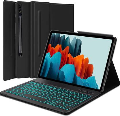 microware Galaxy Tab S7 FE Backlit Keyboard Case 12.4 inch 2021 (SM-T730/T733/T736/T738) Bluetooth Handheld Tablet Keyboard Compatible with Desktop, Laptop, Mac