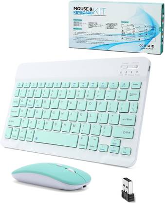 FKU Wireless Keyboard & Mouse For Android Windows PC Wireless Standard Tablet Keyboard Compatible with Desktop, Laptop, Tablet, iPad, Mac Rechargeble Wireless Keyboard & Mouse For Android Windows PC Tablet