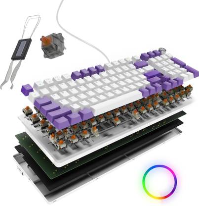 Kreo Hive Full Size Wired Gaming Mechanical Keyboard,Outemu Switches & RGB Backlight Wired USB Standard Gaming Keyboard Compatible with Desktop, Laptop, Mac