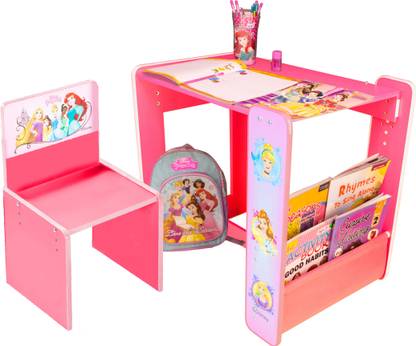 Yipi Princess Study Table with Bookshelf & Chair engineered wood Desk Chair