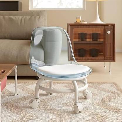 Dealdona Low Rolling Seat,Round Rolling Stool with Wheels 360 Rotating Movable Chair Metal Chair