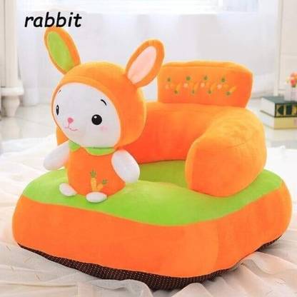 AVS Rabbit Shape Soft Plush Cushion Baby Sofa Seat or Rocking Chair for Kids - 45 cm Orange Fabric Sofa