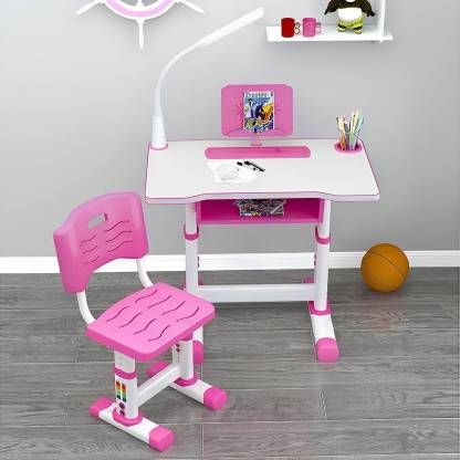 StarAndDaisy Multifunctional Kids Study Table Set with LED Light Metal Desk Chair