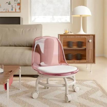 Luxafare 360 Rotating Rolling Acrylic Mini Chair with Round Rolling Seat Acrylic Study Stacking Chair