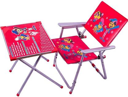Rudra creations Attractive Foldable Study Table with Chair 1 to 5 Years Kids Metal Desk Chair