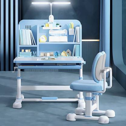 StarAndDaisy Adjustable Height Kids Study Table Book Holder, Large Desktop with Bookshelf Plastic Desk Chair