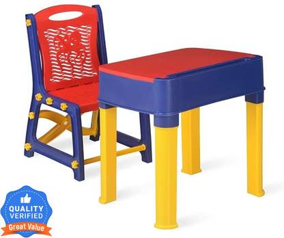 ASHLAS Adjustable Study Table & Chair Set for Kids Boys and Girls with Small Box Space Plastic Study Table