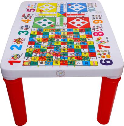 ARISERS Ludo and snake ladder game plastic Table for Playing Ludo Eating and Study Plastic Activity Table