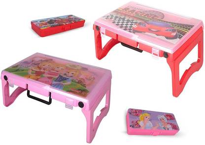 HALSEY Plastic Kids Study Desk- Portable Light Weight Desk-Foldable Study Desk Plastic Study Table