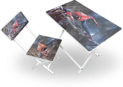Wishing Clouds Spiderman Pattern Folding Study Table Chair for Kids 3-14 Years Engineered Wood Study Table