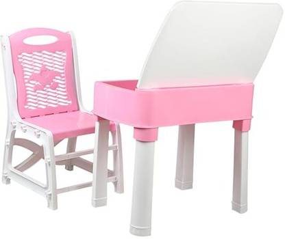 ASHLAS Adjustable Study Table & Chair Set for Kids Boys and Girls with Small Box Space Plastic Study Table