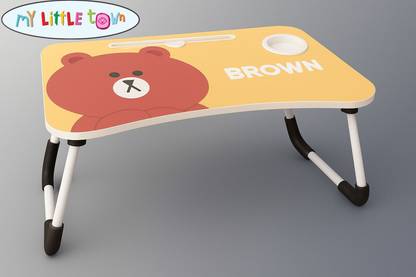 MY LITTLE TOWN Brown Teddy Study Table | Portable Laptop Table | Study Table | Lapdesk Teddy Engineered Wood Study Table