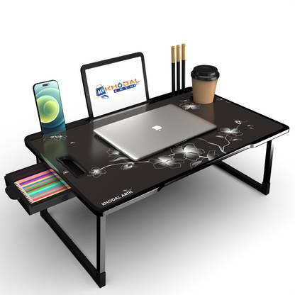 KHODAL ARTH BLACK FLOWER US BIDING Engineered Wood Study Table