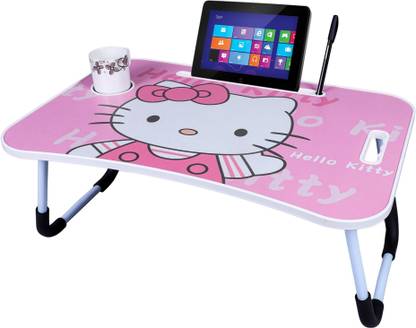 Kiara Quality First Hello Kitty Prints Protable Foldable Table for Study & Work, Best for Work Home Wood Portable Laptop Table