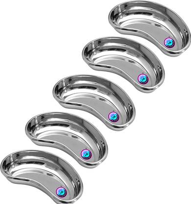 AMAZECARE 200mm Reusable Kidney Tray Made From Heavy Stainless Steel Body (Set of 5) Reusable Kidney Dish