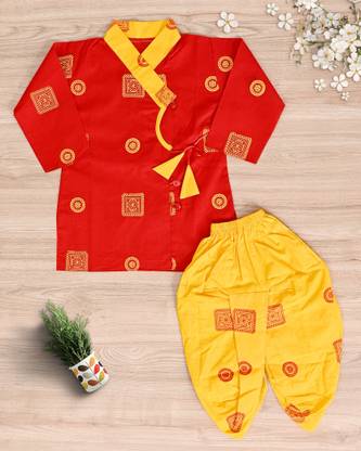Boys Cotton Blend Dhoti & Kurta Set