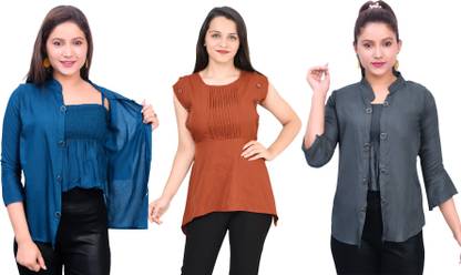 Fikroo Girls Casual Crepe Top